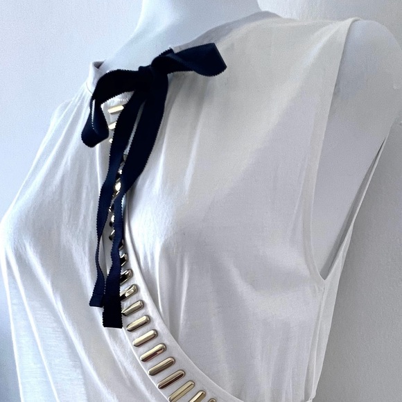 J. Crew Light knit sample shirt small with tie, gold bars and twisted back Small - Picture 4 of 10